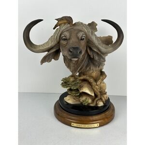 "Horn of Africa" Buffalo Bust With Bird Signed by Herrero 256/2500